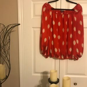 Vince Camuto coral orange and white/cream top